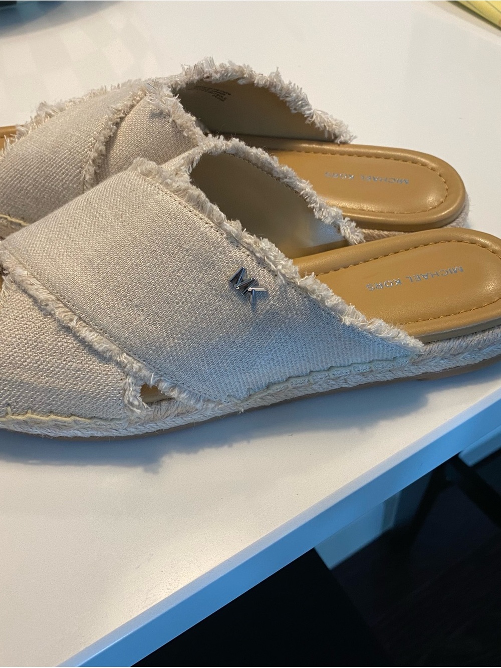 Michael Kors Cream Frayed Espadrille Slide